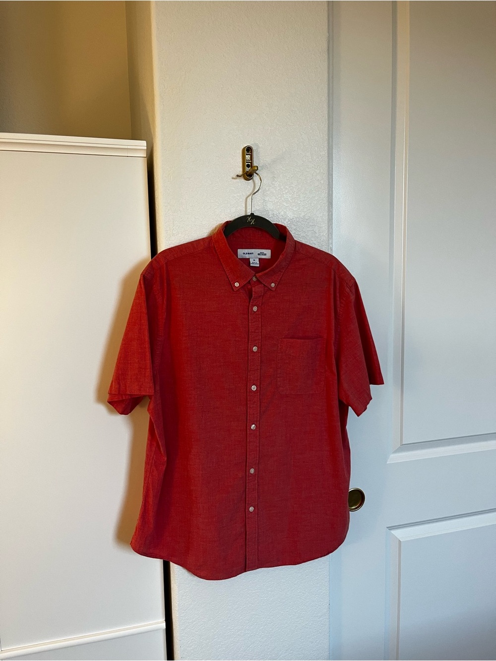 Old Navy Slim Fit Built In Flex Dress Shirt Men’s XL Pink Button Front